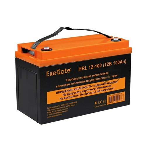 Аккумуляторная батарея ExeGate EX285656RUS HRL 12-100 (12V 100Ah, под болт М6) vottery lifepo4 100ah 12v lithium ion battery solar energy storage camper mobile radio robot lithium battery 12v 100ah charger