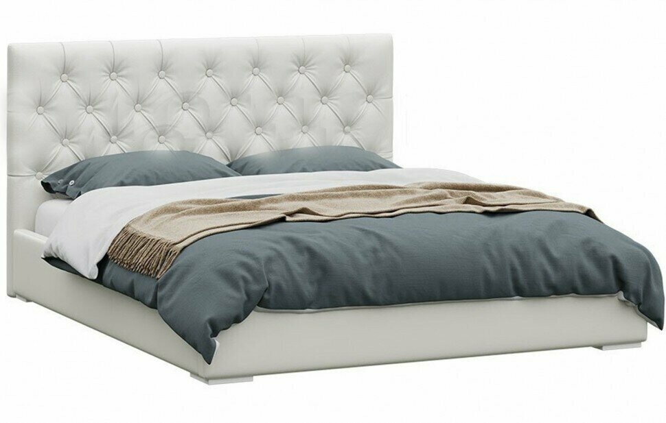 Двуспальная кровать Парма 1,6м с ПМ Мягкая (Белый)
