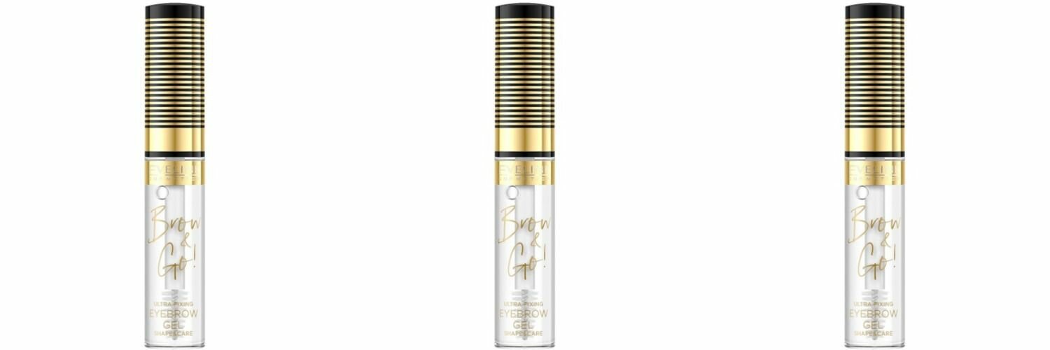 Eveline Cosmetics Гель для бровей BROW & GO, суперфиксация и уход, прозрачный, 6 мл, 3 шт