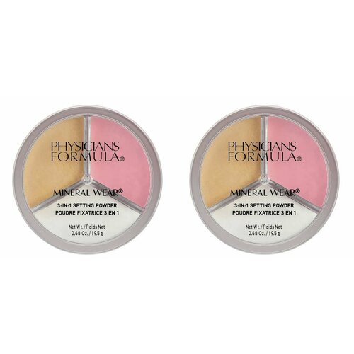 physicians formula пудра рассыпчатая 3 в 1 mineral wear 3 in 1 setting powder 19 5 г 2 шт Physicians Formula Пудра рассыпчатая 3 в 1 Mineral Wear 3-in-1 Setting Powder, 19.5 г, 2 шт