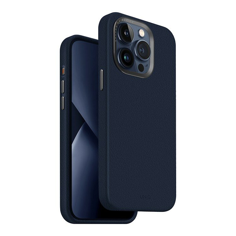 Uniq кожаный чехол для iPhone 15 Pro Max, Lyden синий (Magsafe)
