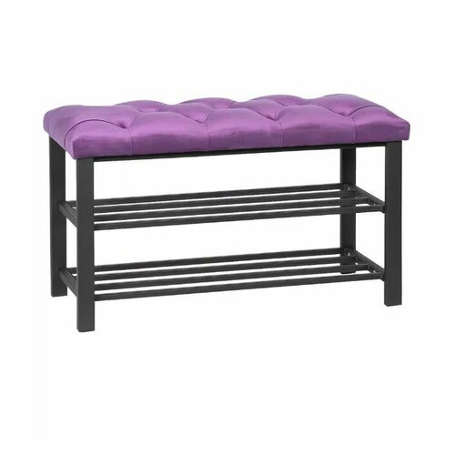 Обувница в прихожую с сиденьем узкая металлическая 8 пар