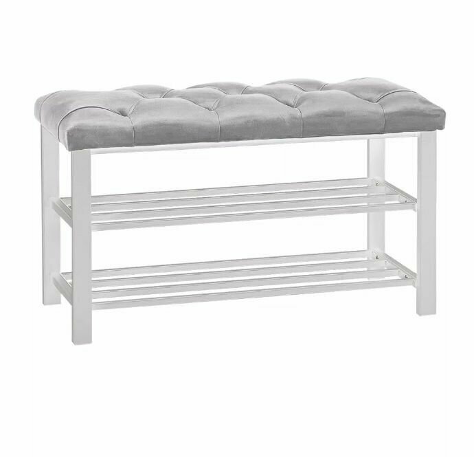 фото Обувница в прихожую с сиденьем узкая металлическая