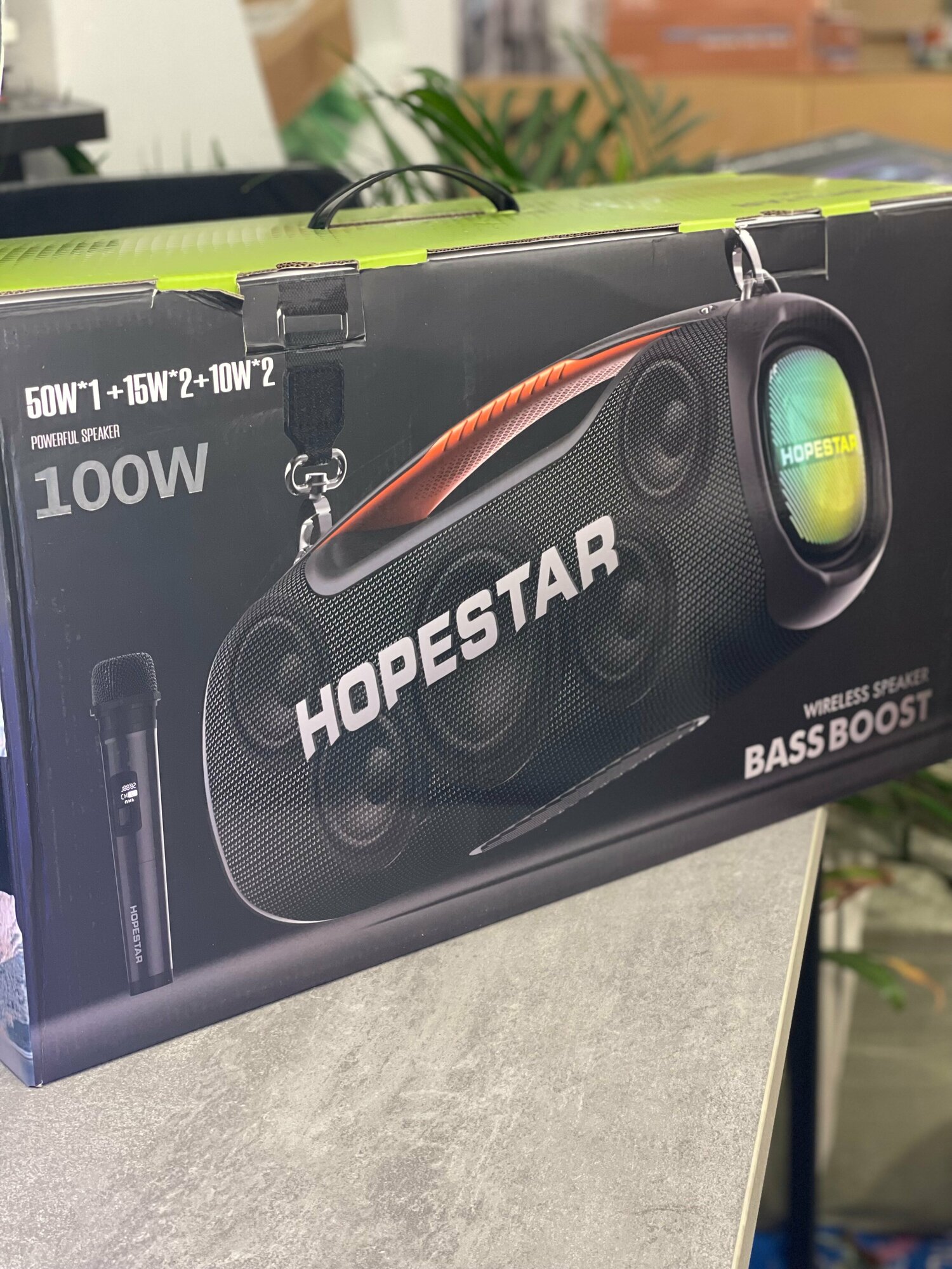 Портативная Беспроводная Bluetooth Колонка Hopestar A60 100W / Караоке Система / Беспроводной Микрофон