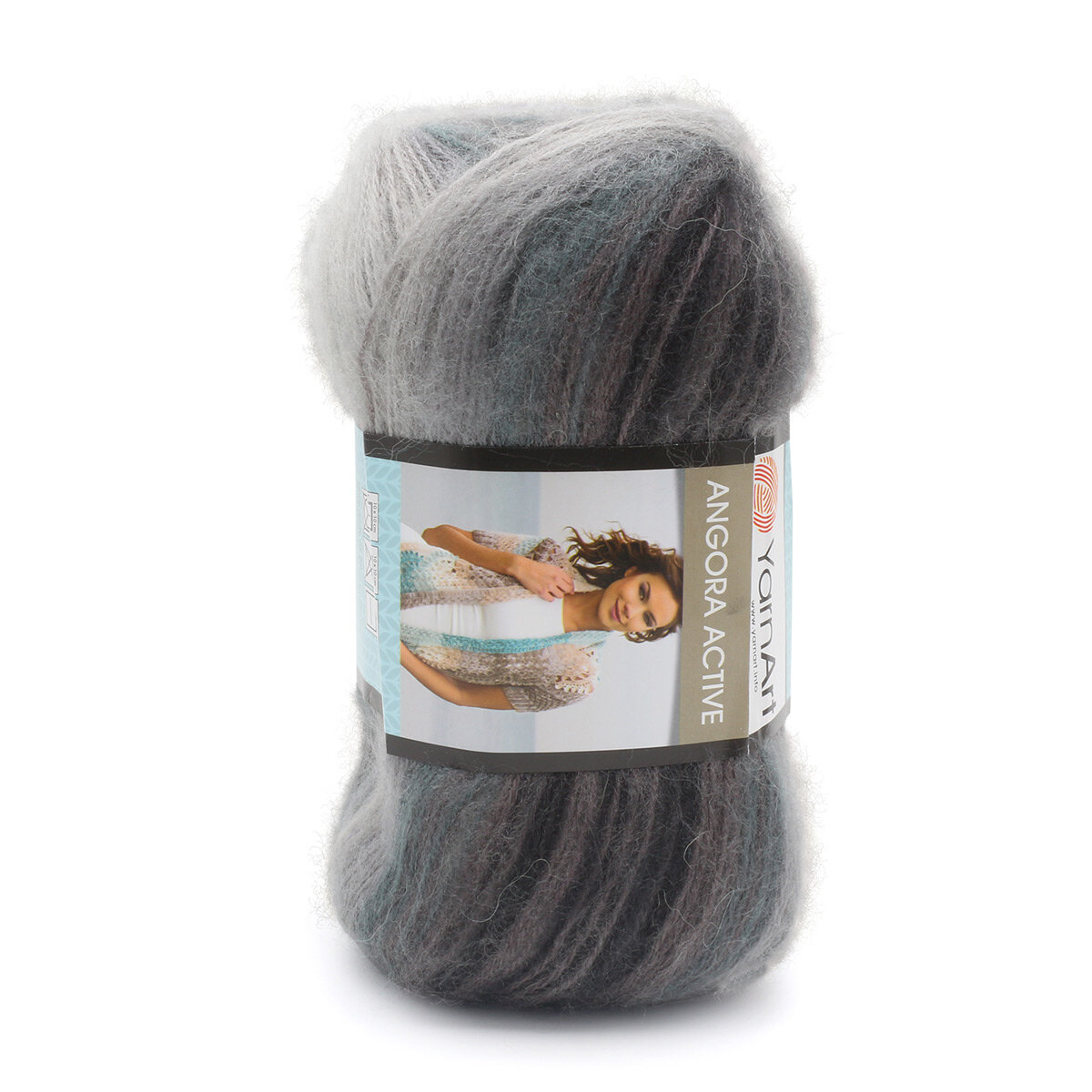 Пряжа для вязания YarnArt 'Angora Active', 100г, 500м (20% мохер, 80% акрил) (840 меланж), 5 мотков