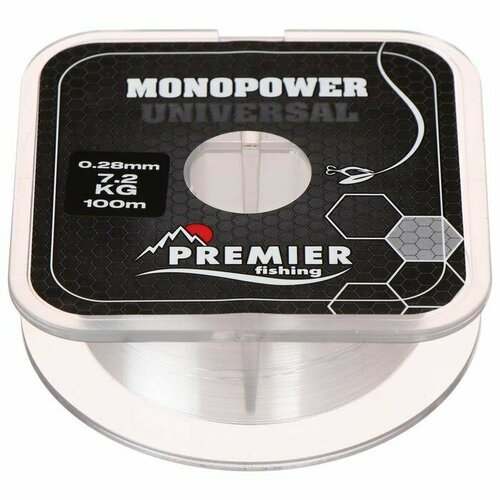 фото Леска preмier fishing monopower universal, диаметр 0.28 мм, тест 7.2 кг, 100 м, прозрачная (комплект из 9 шт) premier fishing