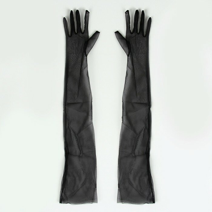 Перчатки прозрачные, карнавальный аксессуар, чёрные