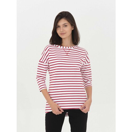 Джемпер Глория Трикотаж, длинный рукав, оверсайз, размер 100, белый, красный