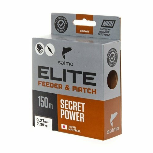 фото Леска монофильная salмo elite feeder & match, диаметр 0.27 мм, тест 7.3 кг, 150 м, коричневая (комплект из 4 шт) salmo