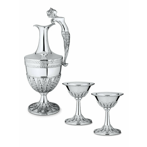 Подарочный набор Ninfeo Дары Гебы - серебристый кувшин и два бокала из посеребренного металла