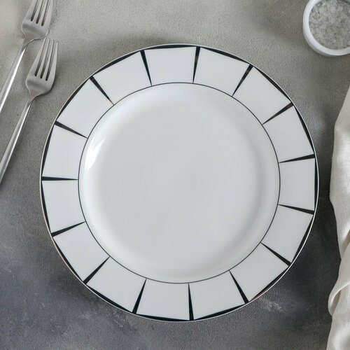 Тарелка фарфоровая обеденная «Аврора», d=27 см, цвет белый (комплект из 2 шт)