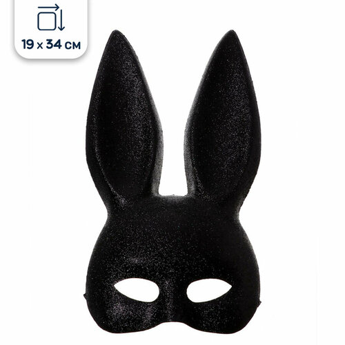 карнавальная маска pavone с бронзовыми блестками 8705 Карнавальная маска Кролик, чёрная, с блестками, 34х19 см