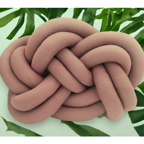 Декоративная подушка-узел 35х26 см. Современный интерьерный декор. Подушка на диван пыльно-розового цвета(Б0008)