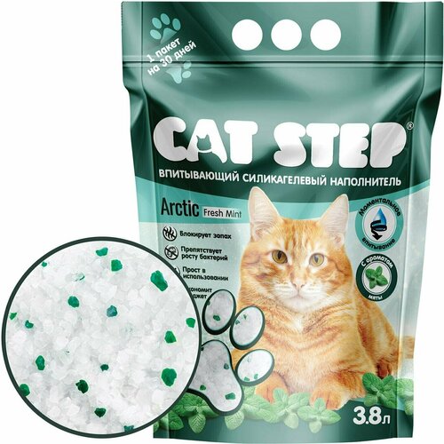 Cat Step / Наполнитель впитывающий силикагелевый Cat Step Arctic Fresh Mint 3.8л 3 шт