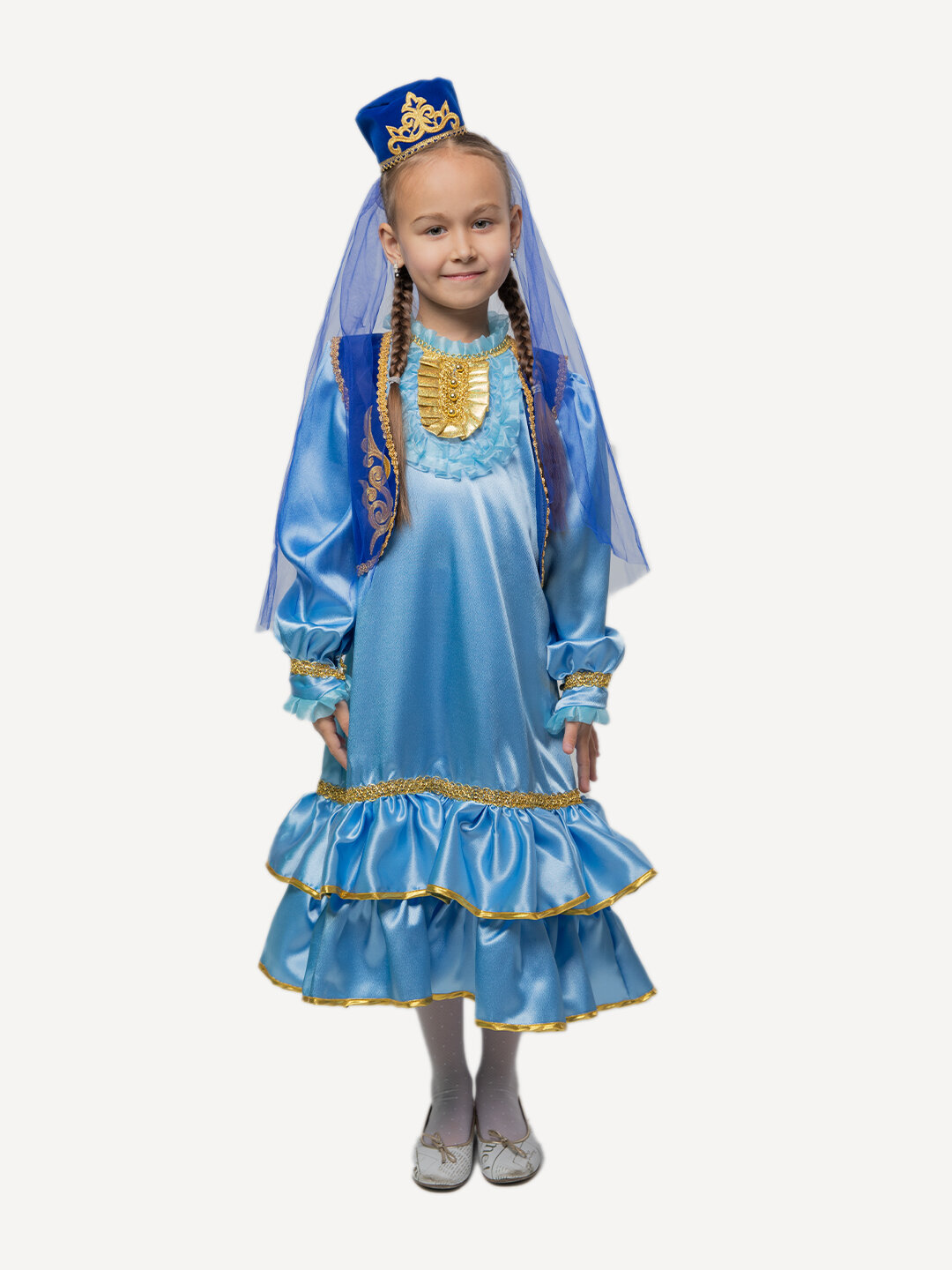 Татарский национальный костюм для девочки, цвет голубой, 122 размер