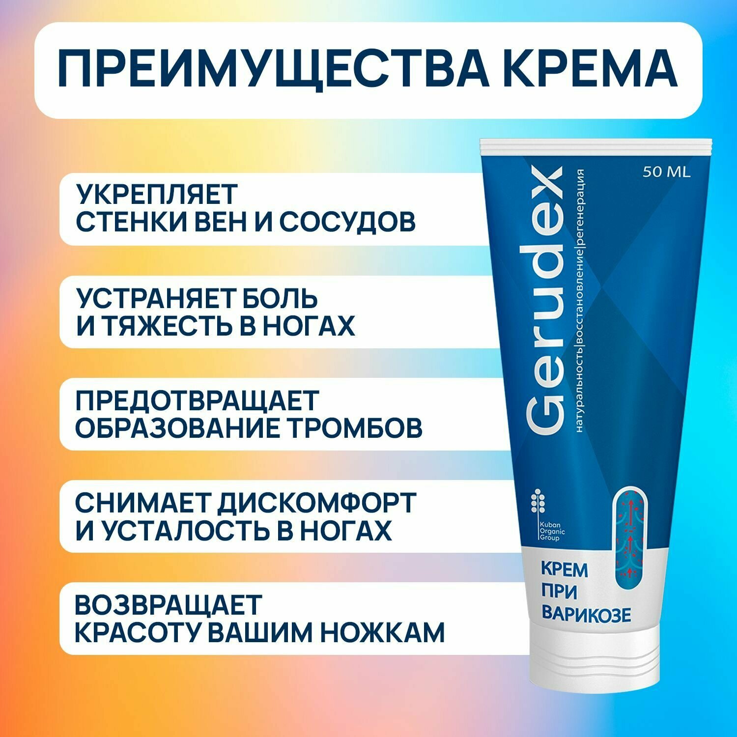 Гель от варикоза для вен Gerudex Герудекс крем от отеков от тяжести — фото 1