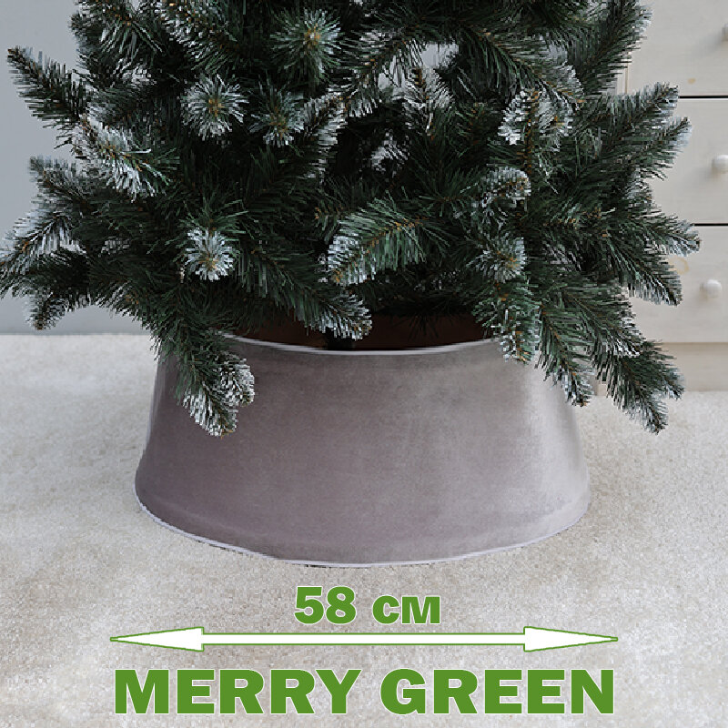 Корзина под елку до 180см (d58см, h24см), полиэфир Бархат, цвет серебро 310, арт. MG24740