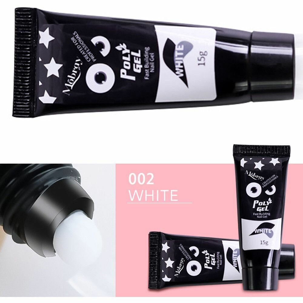 фото Полигель для наращивания и моделирования ногтей, акрил гель WHITE, 15г
