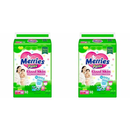 Merries Трусики для детей Good Skin, размер M 7-12 кг, 50 шт, 2 уп