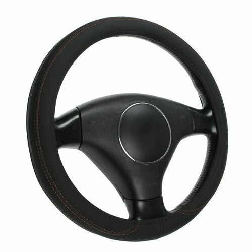 Оплетка на руль Cartage, кожа PU, перфорация, 38 см, черный (комплект из 4 шт)