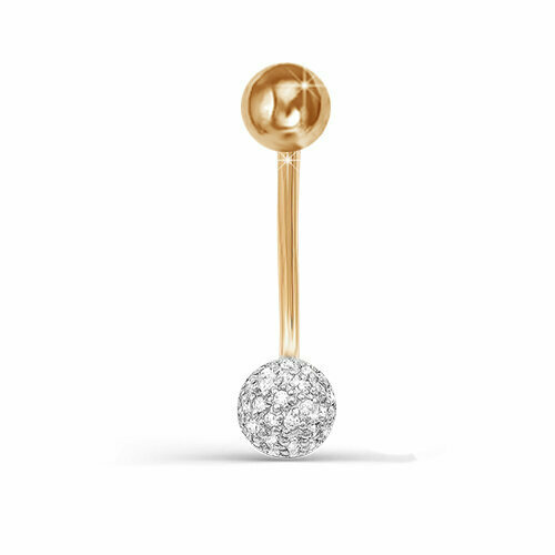 Пирсинг в пупок Diamant online, золото, 585 проба, фианит, средний вес 0.97 гр.