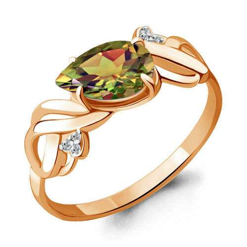 фото Кольцо diamant online, серебро, 925 проба, золочение, фианит, султанит, размер 16.5