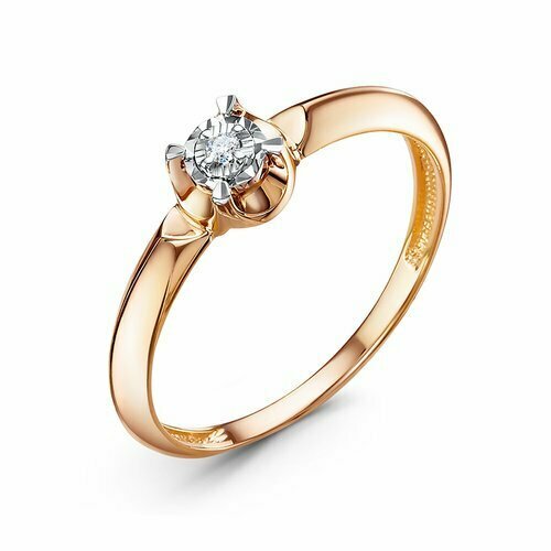 фото Кольцо diamant online, золото, 585 проба, бриллиант, размер 16.5, прозрачный