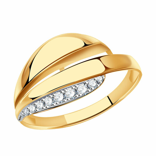 фото Кольцо diamant online, золото, 585 проба, фианит, размер 18.5, прозрачный