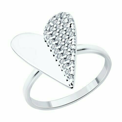 фото Кольцо diamant online, серебро, 925 проба, фианит, размер 17, прозрачный