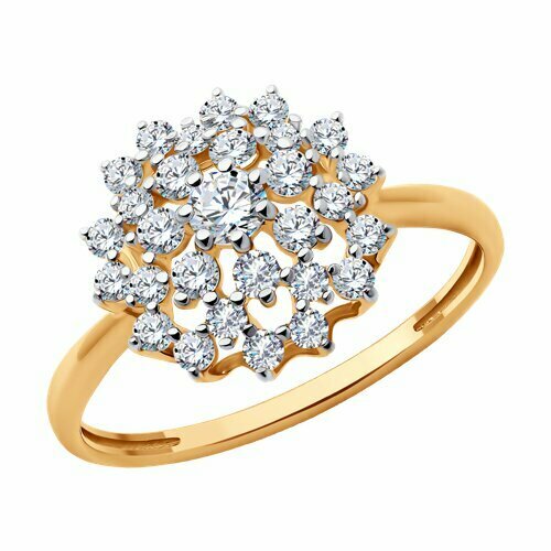фото Кольцо diamant online, золото, 585 проба, фианит, размер 20, прозрачный