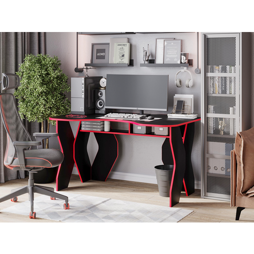 Стол компьютерный игровой 90 черныйкрасный 140x75x89 Росток-мебель 9452₽