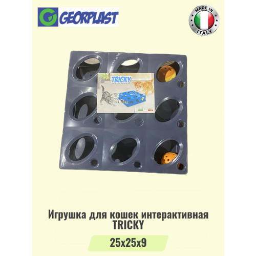 georplast tricky игрушка для кошек с шариком из пластика в ассортименте Игрушка для кошек интерактивная TRICKY с шариками серая