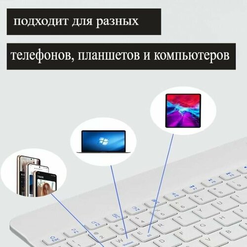 Беспроводная Bluetooth клавиатура ультратонкая Белая Русская и Английская раскладка WOGOW