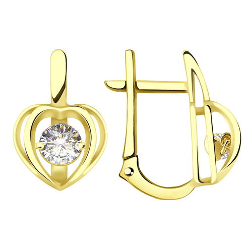 серьги из золота с танцующим бриллиантом Серьги Diamant online, желтое золото, 585 проба, бриллиант, золотой