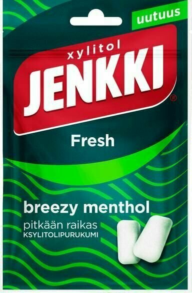 Жевательная резинка Jenkki Fresh Breezy Menthol "Свежий ментол" 35 г (из Финляндии)