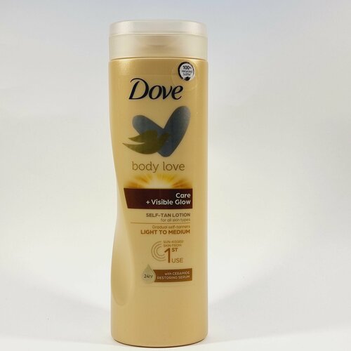 Лосьон автозагар для тела Dove Body Love + Visible Glow от светлого до среднего тона с керамидами 400 мл ( Из Финляндии )