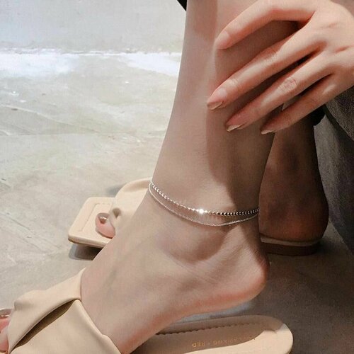 фото Браслет на ногу анклет цепочка на щиколотку многослойные браслет серебро женская бижутерия нет бренда