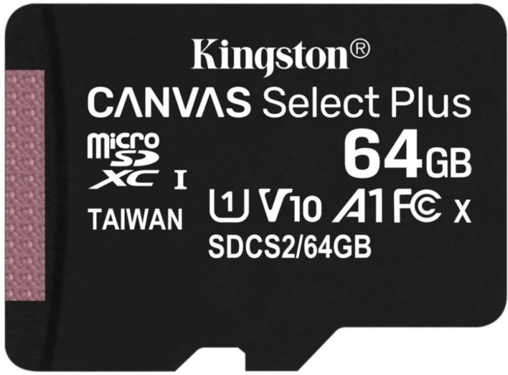 Карта памяти Kingston micro SDXC 64GB Class10 UHS-I Canvas Select Plus (SDCS2/64GBSP)