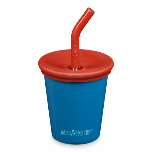 фото Детский стакан одностенный klean kanteen kid cup straw lid 10oz (296 мл) mykonos blue с трубочкой 1010147