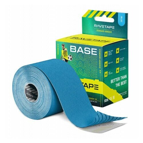 Кинезиотейп RaveTape BASE 5×5 BLUE RVTB-BLU-55