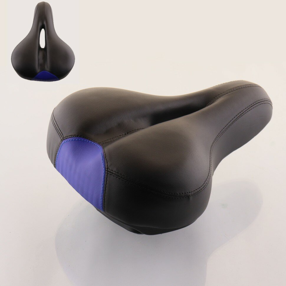 Седло велосипедное (с вентиляцией, пружинное 265d=230mm, черно-синее)