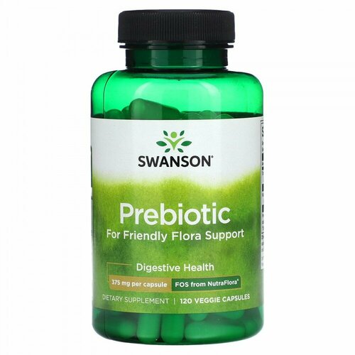 Swanson, Prebiotic for Friendly Flora Support, 375 mg, 120 Veggie Capsules