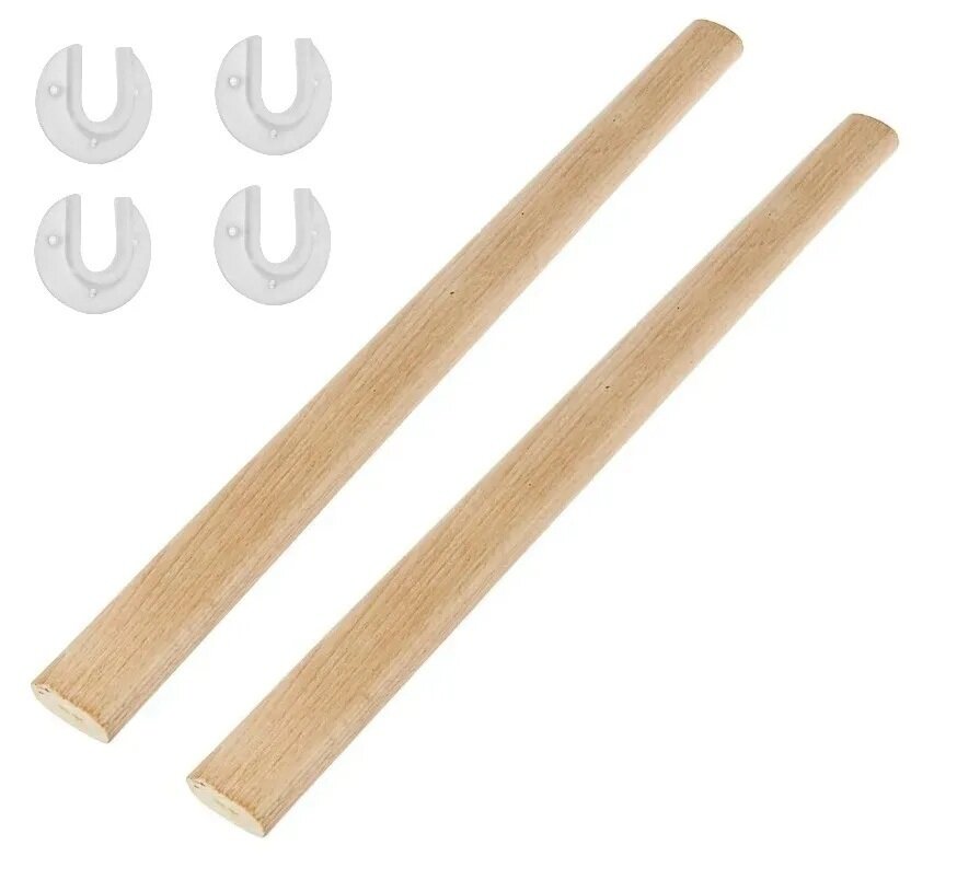 фото Деревянные вешалки 2 штуки, 846 мм, в подарок 4 белых штангодержателя