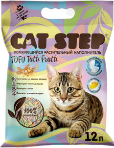 Кэт Стэп Тофу растительный комкующийся наполнитель с ароматом Tutti Frutti, Cat Step 12 л