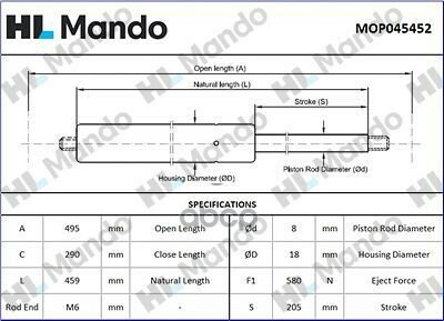 Амортизатор Hyundai Santa Fe (12-) Крышки Багажника (1Шт.) Mando Mando арт. MOP045452