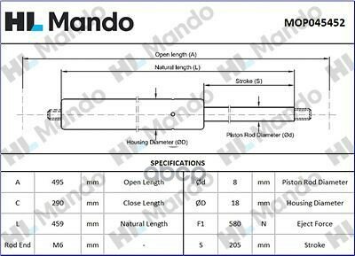 Амортизатор крышки багажника HYUNDAI Santa Fe (12-) MANDO MOP045452 Mando арт. MOP045452