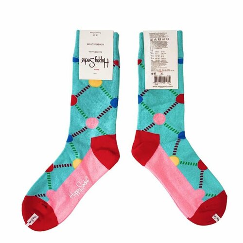 Носки Happy Socks, размер 36-40, розовый, желтый, бирюзовый