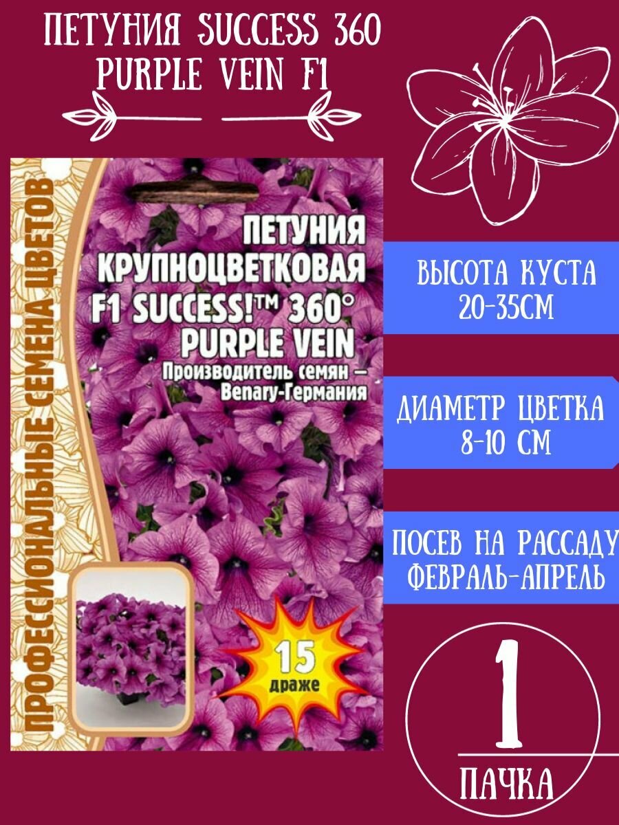 Петуния SUCCESS 360 Purple Vein F1 1шт