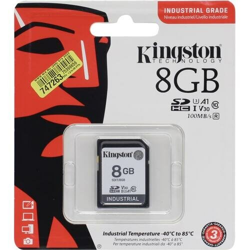 Промышленная карта памяти SDHC 8Gb Kingston Industrial -40C to 85C C10 UHS-I U3 V30 A1 pSLC - фото №2