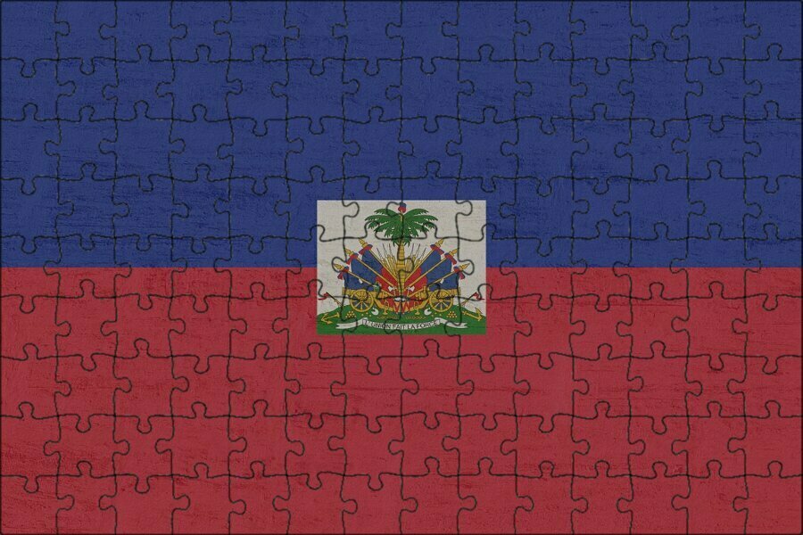 Магнитный пазл "Гаити, знамя, флаг" на холодильник 27 x 18 см.